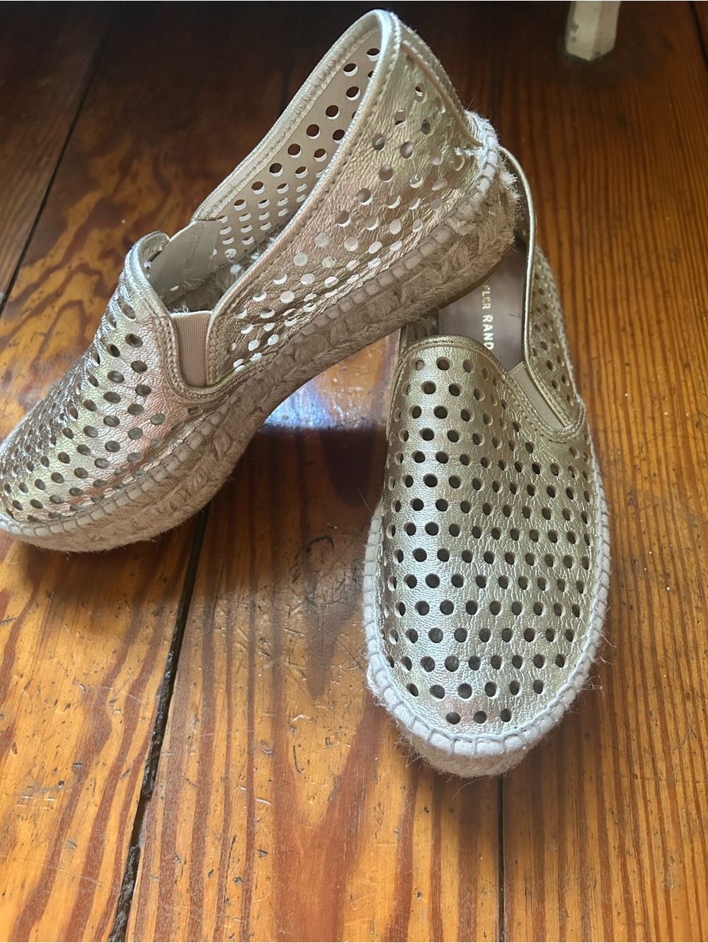 Loeffler Randall Metallic Silver Perforated Espadrilles